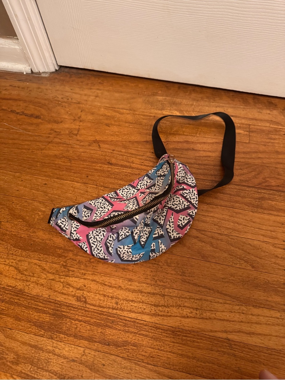 Colorblock Pattern Women’s Waist Bag - Pink & Blue